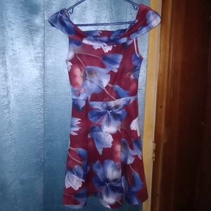 (Small) Charlotte Russe Floral Off The Shoulder Fit n Flare Dress